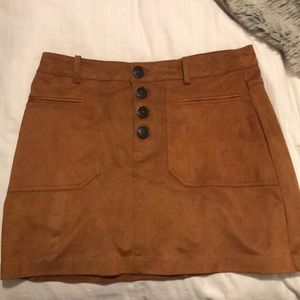Brown Faux Suede Skirt - Zara trf collection